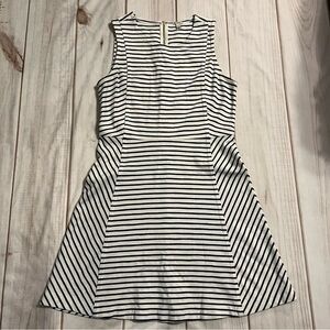 J. Crew Fit and Flare Striped Ponte Dress Womens' Size 10 Navy and White